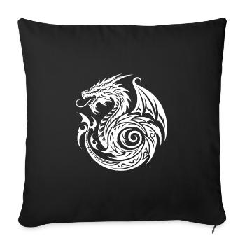 Dragon Vintage écailleux sauvage avec des ailes - Housse de coussin décorative 45 x 45 cm - noir - Devant