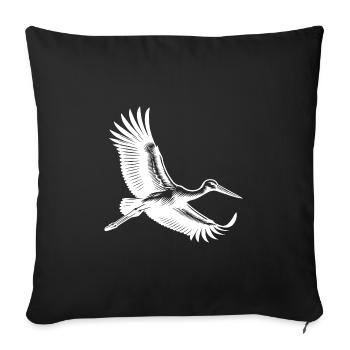 Flying stork in elegant gliding flight - Sofa pillowcase 17,3'' x 17,3'' (45 x 45 cm) - black - Front