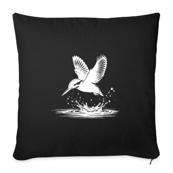 Elegant Kingfisher Fish Catching Water Splash - Sofa pillowcase 17,3'' x 17,3'' (45 x 45 cm) - black - Front