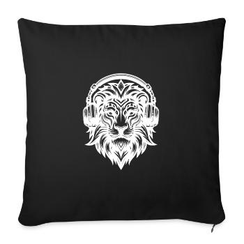 Lion de tatouage tribal avec des écouteurs - Housse de coussin décorative 45 x 45 cm - noir - Devant