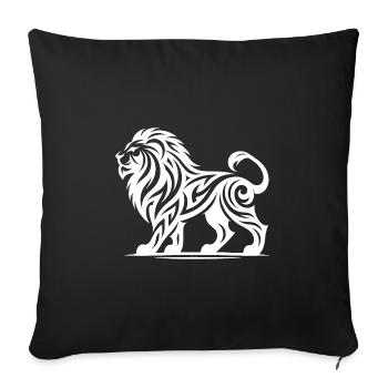 Lion de tatouage tribal fier élégant - Housse de coussin décorative 45 x 45 cm - noir - Devant