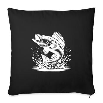 Sportlicher Zander springt aus dem Wasser Splash - Sofakissenbezug 45 x 45 cm - Schwarz - Vorne
