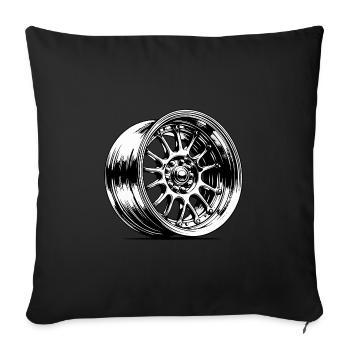 Jante de voiture en aluminium élégante et sportive - Housse de coussin décorative 45 x 45 cm - noir - Devant