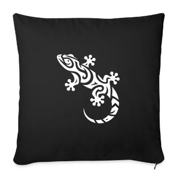 Mignon petit gecko dans le style de tatouage tribal - Housse de coussin décorative 45 x 45 cm - noir - Devant