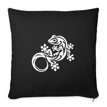Petit gecko drôle dans le style de tatouage tribal - Housse de coussin décorative 45 x 45 cm - noir - Devant