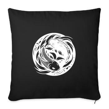 Koi Karpfen Yoga Kreis Yin und Yang Style - Sofakissenbezug 45 x 45 cm - Schwarz - Vorne