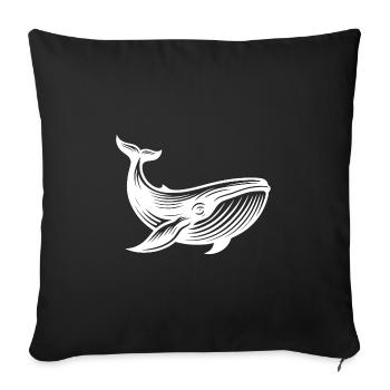 Vintage baleine créature marine sans plastique dans l’espace de vie - Housse de coussin décorative 45 x 45 cm - noir - Devant