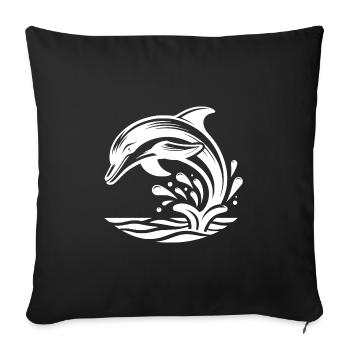 Elegant Jumping Tattoo Dolphin - Sofa pillowcase 17,3'' x 17,3'' (45 x 45 cm) - black - Front