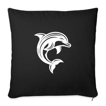 Süsser kleiner niedlicher Tattoo Delfin - Sofakissenbezug 45 x 45 cm - Schwarz - Vorne