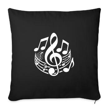 Flying Music Sheet Music and Music Clef - Sofa pillowcase 17,3'' x 17,3'' (45 x 45 cm) - black - Front