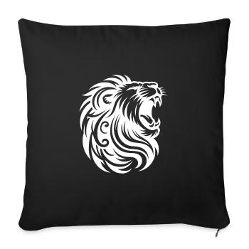 Roaring lion with teeth and elegant mane - Sofa pillowcase 17,3'' x 17,3'' (45 x 45 cm) - black - Front