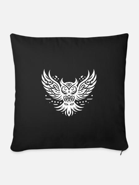 Fliegende Eule im Tattoo Style - Sofakissenbezug 45 x 45 cm - Schwarz