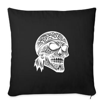 Costume de pirate crâne dans le Style de tatouage tribal - Housse de coussin décorative 45 x 45 cm - noir - Devant