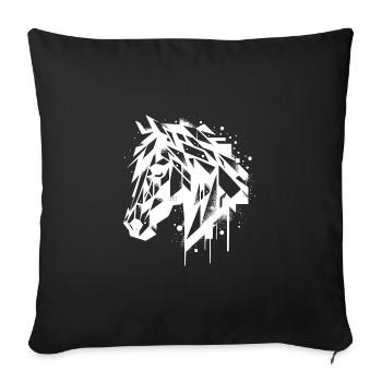Geometric Vintage Horse Head Portrait - Sofa pillowcase 17,3'' x 17,3'' (45 x 45 cm) - black - Front