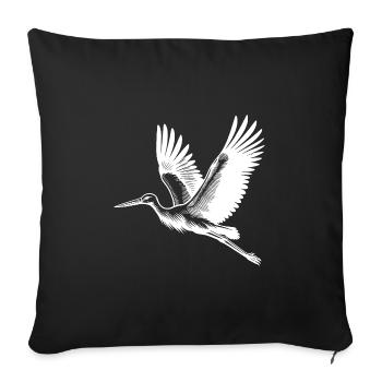 Joli oiseau de cigogne volante - Housse de coussin décorative 45 x 45 cm - noir - Devant