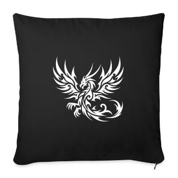 Élégant Dragon de tatouage tribal avec des ailes - Housse de coussin décorative 45 x 45 cm - noir - Devant