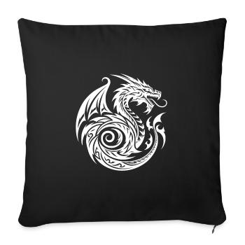 Dragon de tatouage tribal sauvage avec des ailes - Housse de coussin décorative 45 x 45 cm - noir - Devant