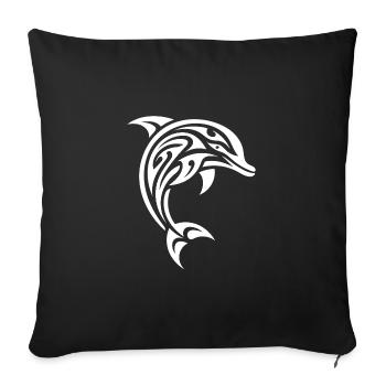 Eleganter Springender Tattoo Tümmler - Sofakissenbezug 45 x 45 cm - Schwarz - Vorne