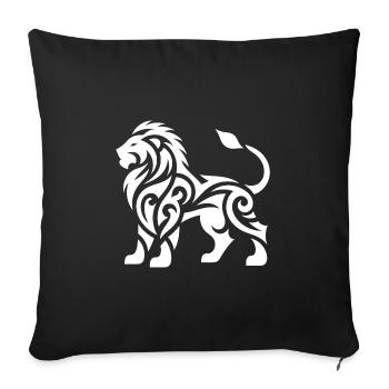 Elegant tribal tattoo lion with wild mane - Sofa pillowcase 17,3'' x 17,3'' (45 x 45 cm) - black - Front