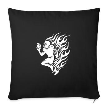 Running football player in flames and fire - Sofa pillowcase 17,3'' x 17,3'' (45 x 45 cm) - black - Front