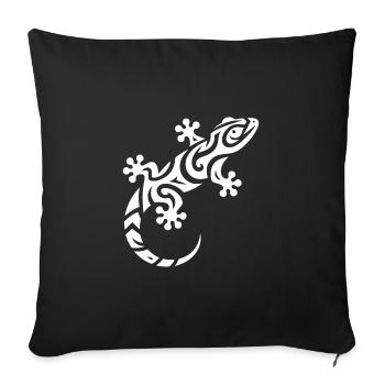 Petit gecko mignon dans le style de tatouage tribal - Housse de coussin décorative 45 x 45 cm - noir - Devant