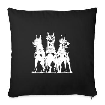 Three elegant watchful Doberman dogs - Sofa pillowcase 17,3'' x 17,3'' (45 x 45 cm) - black - Front
