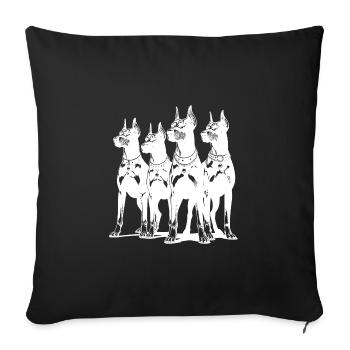 Four clever watchful Dobermans dogs - Sofa pillowcase 17,3'' x 17,3'' (45 x 45 cm) - black - Front