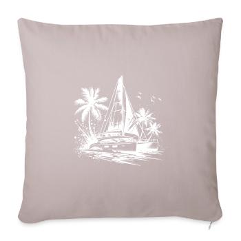 Double hull catamaran sailboat with palm trees - Sofa pillowcase 17,3'' x 17,3'' (45 x 45 cm) - light taupe - Front