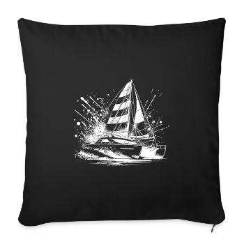 Sailboat double hull catamaran with sails - Sofa pillowcase 17,3'' x 17,3'' (45 x 45 cm) - black - Front