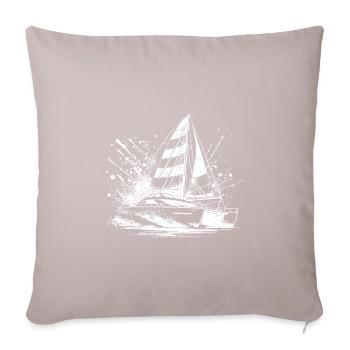 Sailboat double hull catamaran with sails - Sofa pillowcase 17,3'' x 17,3'' (45 x 45 cm) - light taupe - Front