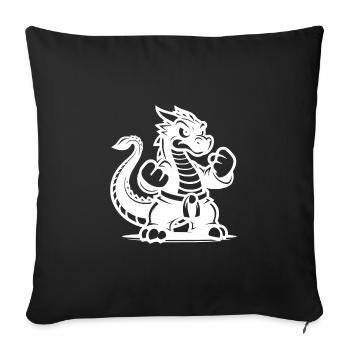 Style de dessin animé de dragon de karaté sportif - Housse de coussin décorative 45 x 45 cm - noir - Devant