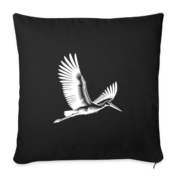 Cigogne volante - Housse de coussin décorative 45 x 45 cm - noir - Devant