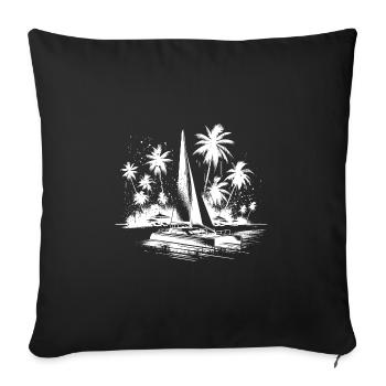 Katamaran Segelboot mit Palmen - Sofakissenbezug 45 x 45 cm - Schwarz - Vorne