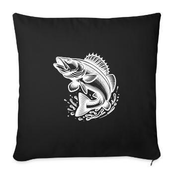 Large Jumping Zander Fish - Sofa pillowcase 17,3'' x 17,3'' (45 x 45 cm) - black - Front