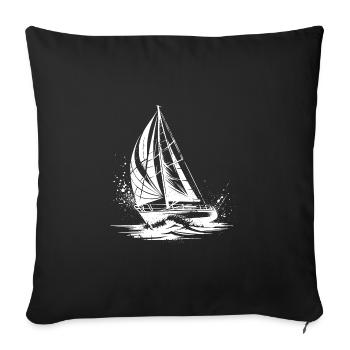 Chic Sailboat Under Sail Splash Swell - Sofa pillowcase 17,3'' x 17,3'' (45 x 45 cm) - black - Front
