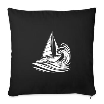 Voilier rapide dans les vagues - Housse de coussin décorative 45 x 45 cm - noir - Devant