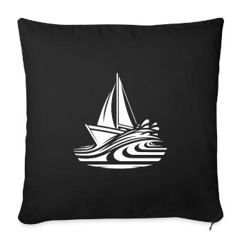 Fast sailboat on course in big waves - Sofa pillowcase 17,3'' x 17,3'' (45 x 45 cm) - black - Front