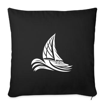 Voilier sportif dans les grosses vagues - Housse de coussin décorative 45 x 45 cm - noir - Devant