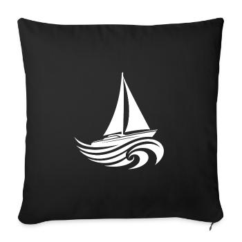 Sailing yacht in heavy waves - Sofa pillowcase 17,3'' x 17,3'' (45 x 45 cm) - black - Front