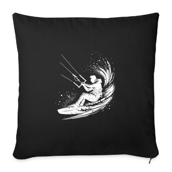 Sport Kite Surfer Without Kite Splash Sea Water - Sofa pillowcase 17,3'' x 17,3'' (45 x 45 cm) - black - Front