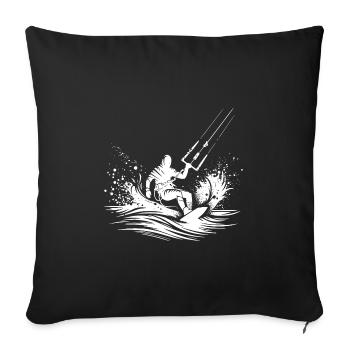 Wind Surfing in the Sky - Kite Wave Rider Surfing - Sofa pillowcase 17,3'' x 17,3'' (45 x 45 cm) - black - Front