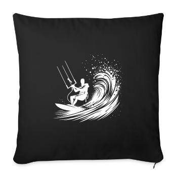 Kite-Surfing Sport with Board - Surfing in the Sky - Sofa pillowcase 17,3'' x 17,3'' (45 x 45 cm) - black - Front