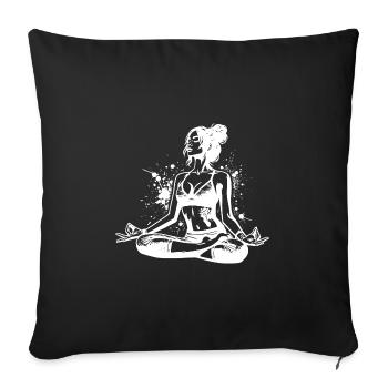 Yoga teacher at relaxation exercise for the soul - Sofa pillowcase 17,3'' x 17,3'' (45 x 45 cm) - black - Front