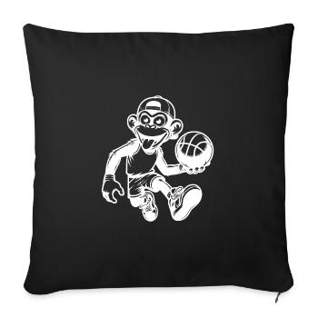 Basketball monkey coach with ball and cap - Sofa pillowcase 17,3'' x 17,3'' (45 x 45 cm) - black - Front