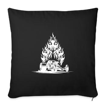 Voiture dragster cool avec moteur enflammé - Housse de coussin décorative 45 x 45 cm - noir - Devant