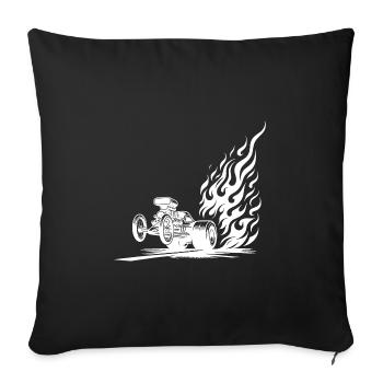 Speeding Dragster Car with Impressive Flames - Sofa pillowcase 17,3'' x 17,3'' (45 x 45 cm) - black - Front