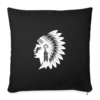 Kraftvoller Krieger mit prächtigem Kopfschmuck - Sofakissenbezug 45 x 45 cm - Schwarz - Vorne