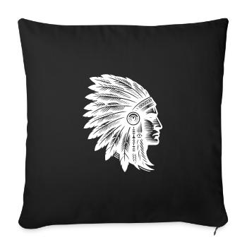 Guerrier sinistre avec une magnifique coiffe - Housse de coussin décorative 45 x 45 cm - noir - Devant