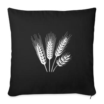 Cereals: wheat and oats, ears of corn - Sofa pillowcase 17,3'' x 17,3'' (45 x 45 cm) - black - Front