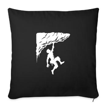 Mann beim Freiklettern am Überhang Felsen - Sofakissenbezug 45 x 45 cm - Schwarz - Vorne